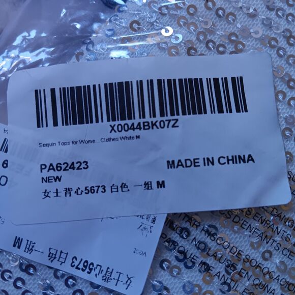 Silver Sequin Top Women Sleeveless Medium - Picture 7 of 7